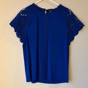 Royal Blue Lace Accent Blouse